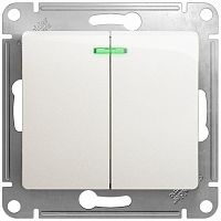Выключатель с подсветкой без рамки Systeme Electric Glossa 2-кл. перламутр