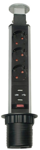 Розетка встраиваемая выдвижная механическая GTV 3-м.+2xUSB Ø60мм серебро, GTV, купить, цена, доставка, безопасность Розетка встраиваемая выдвижная механическая GTV 3-м.+2xUSB Ø60мм серебро GTV — купить по цене от 6 000 ₽ | ПрофБезопасность