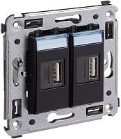 Розетка USB тип А+А без рамки DKC Avanti 2-м. 2100мА черный квадрат