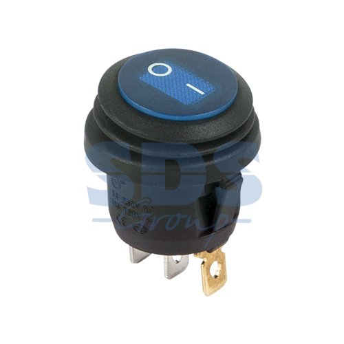 Выключатель клавишный круглый Rexant 250V 6А (3c) ON-OFF синий с подсветкой ВЛАГОЗАЩИТА картинка фото 2