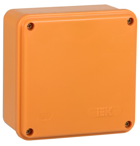 Коробка огнестойкая IEK 100x100x50мм 6x4мм без сальников IP44 оранжевый картинка