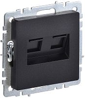 Розетка компьютерная без рамки IEK Brite РК10-2-БрЧ 2-м. RJ45+RJ45 5e черный