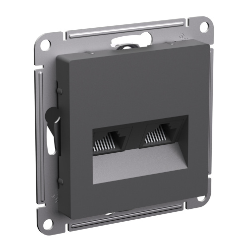 Розетка компьютерная без рамки Systeme Electric AtlasDesign 2-м. RJ45+RJ45 5e базальт
