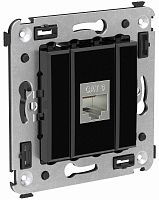 Розетка компьютерная экранированная без рамки DKC Avanti 1-м. RJ45 6е черный квадрат