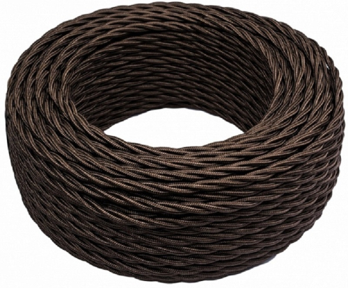Ретро провод витой Bironi 2х2,5мм коричневый глянец (50м)