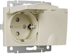 Розетка с заземлением без рамки Werkel 1-м. 2-мод. крышка шторки IP44 слоновая кость глянцевый