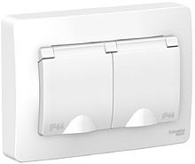 Розетка с заземлением Systeme Electric Blanca 1-м. 2-мод. крышка шторки IP44 белый