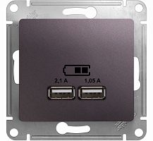 Розетка USB тип A+A без рамки Systeme Electric Glossa 2-м. 2100мА сиреневый туман