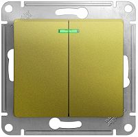Выключатель с подсветкой без рамки Systeme Electric Glossa 2-кл. фисташковый