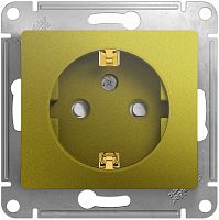 Розетка с заземлением без рамки Systeme Electric Glossa 1-м. шторки фисташковый
