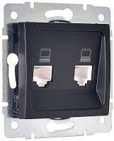 Розетка компьютерная без рамки Lezard Karina 2-м. RJ45 5e черный бархат