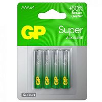 Элемент питания GP LR03 Super Plus Alkaline G-TECH 24AA21-2CRSBC4 4 шт (упак) AAA (батарейка)