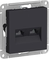 Розетка компьютерная без рамки Systeme Electric AtlasDesign 2-м. RJ45+RJ45 5e карбон