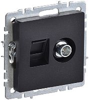 Розетка RJ45+TV Оконечная без рамки IEK Brite РТВ/РК12-БрЧ 2-м. черный