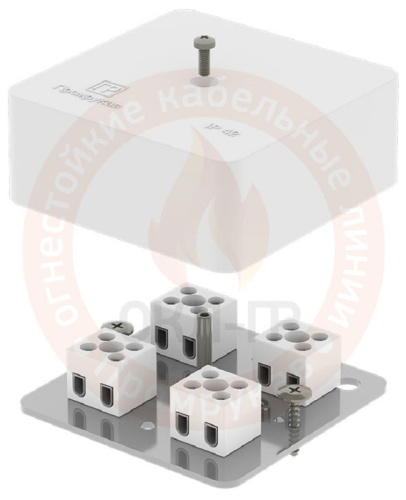 Коробка огнестойкая Промрукав 40-0450-FR1.5-8 8 клемм 75х75х30 белый фото 2