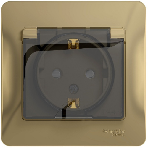Розетка с заземлением с рамкой Systeme Electric Glossa 1-м. крышка шторки IP44 титан Systeme Electric — купить по цене от 731 ₽ | ПрофБезопасность