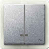 Лицевая панель Schneider Electric Merten System M для 2-кл. выключателя с подсветкой IP44 алюминий