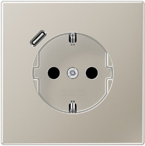 Розетка с заземлением +1хUSB тип C без рамки Jung LS990 metal 1-м. сталь Jung — купить по цене от 32&nbsp;191 ₽ | ПрофБезопасность