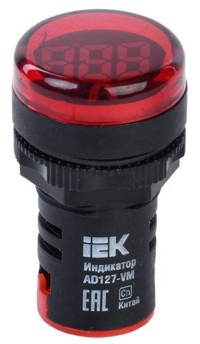 Индикатор значения напряжения IEK KARAT AD127-VM 22мм 220В IP40 красный