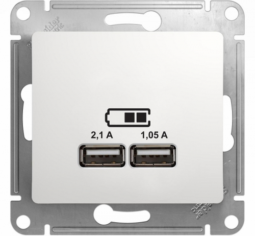 Розетка USB тип A+A без рамки Systeme Electric Glossa 2-м. 2100мА белый картинка