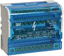 Шина в корпусе на DIN-рейку (кросс-модуль) IEK ШНК 4х11 3L+PEN синий