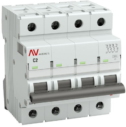 Выключатель автоматический EKF Averes AV-6 4п 2А C 6кА