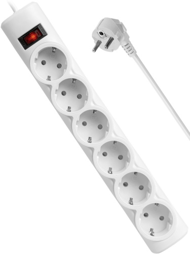 Сетевой фильтр Defender DFS 155, 6 розеток, белый, 5м