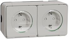 Розетка накладная с заземлением Schneider Electric Mureva Styl 2-м. крышка шторки IP55 белый