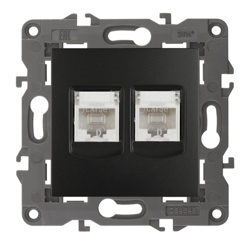 Розетка компьютерная без рамки Эра Elegance 2-м. RJ45+RJ45 5e антрацит Эра — купить по цене от 1&nbsp;125 ₽ | ПрофБезопасность