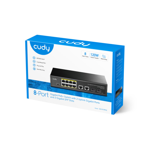 Коммутатор Cudy GS1010PS2 PoE 120Вт, Cudy, купить, цена, доставка, безопасность Коммутатор Cudy GS1010PS2 PoE 120Вт Cudy — купить по цене от 7 890 ₽ | ПрофБезопасность