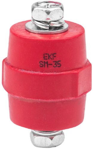 Изолятор силовой шинный EKF PROxima SM35 (М8) с болтом красный