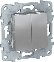 Переключатель без рамки Schneider Electric Unica New 2-кл. проходной алюминий