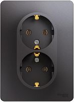 Розетка с заземлением Systeme Electric Glossa 1-м. 2 мод. графит