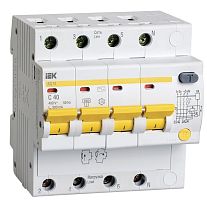 Автомат дифференциального тока АВДТ IEK KARAT АД14 4п 40А 300мА 4,5кА C тип AC картинка