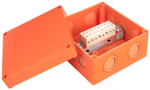 Коробка огнестойкая EKF PROxima 126x126x74мм под винт 8x4мм IP66 оранжевый картинка