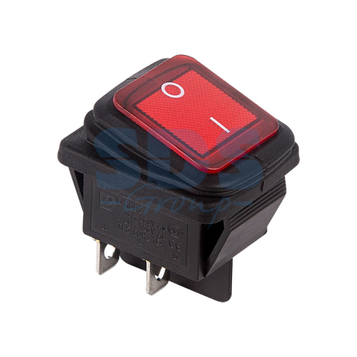 Выключатель клавишный Rexant 250V 15А (4с) ON-OFF красный с подсветкой ВЛАГОЗАЩИТА картинка фото 2