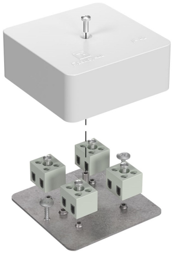 Коробка огнестойкая для кабель-канала Промрукав 75x75x30мм 8x1,5мм IP40 белый картинка