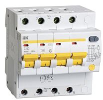 Автомат дифференциального тока АВДТ IEK KARAT АД14 4п 50А 100мА 4,5кА C тип AC картинка