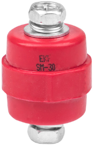 Изолятор силовой шинный EKF PROxima SM30 (М8) с болтом красный картинка
