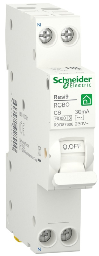 Автомат дифференциального тока АВДТ Schneider Electric Resi9 1п 6А 30мА 6кА C тип AC картинка